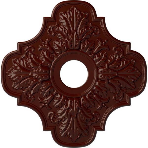 Ekena Millwork Peralta Ceiling Medallion (Fits Canopies up to 4 5/8"), 17 3/4"OD x 3 1/8"ID x 1"P, Brushed Mahogany CM17PEBMF - main